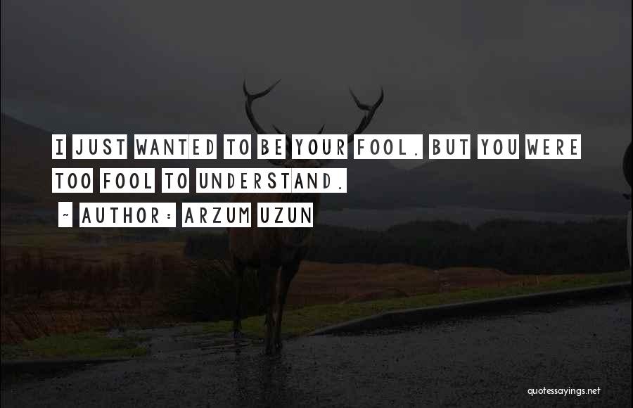 Arzum Uzun Quotes: I Just Wanted To Be Your Fool. But You Were Too Fool To Understand.