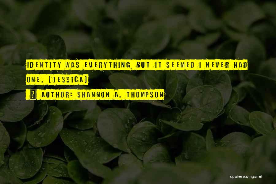 Shannon A. Thompson Quotes: Identity Was Everything, But It Seemed I Never Had One. (jessica)