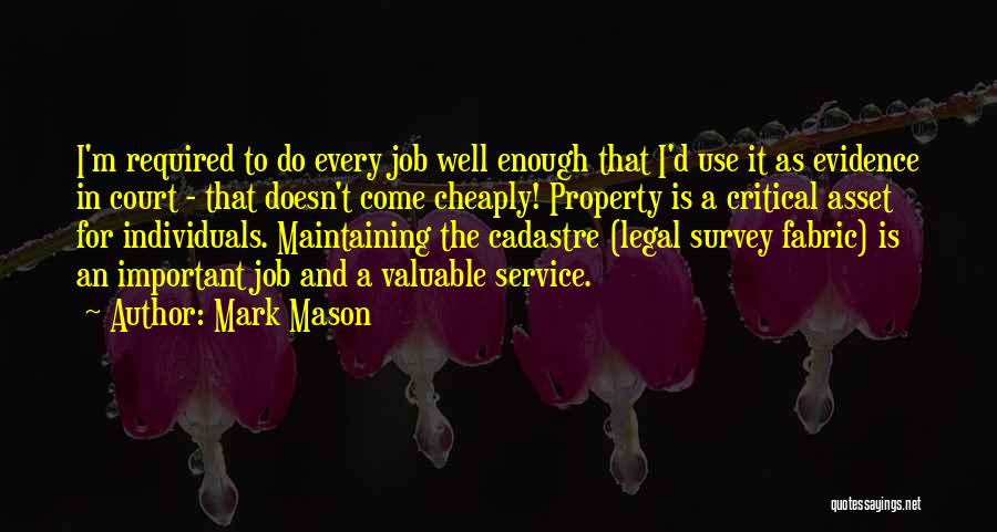 Mark Mason Quotes: I'm Required To Do Every Job Well Enough That I'd Use It As Evidence In Court - That Doesn't Come
