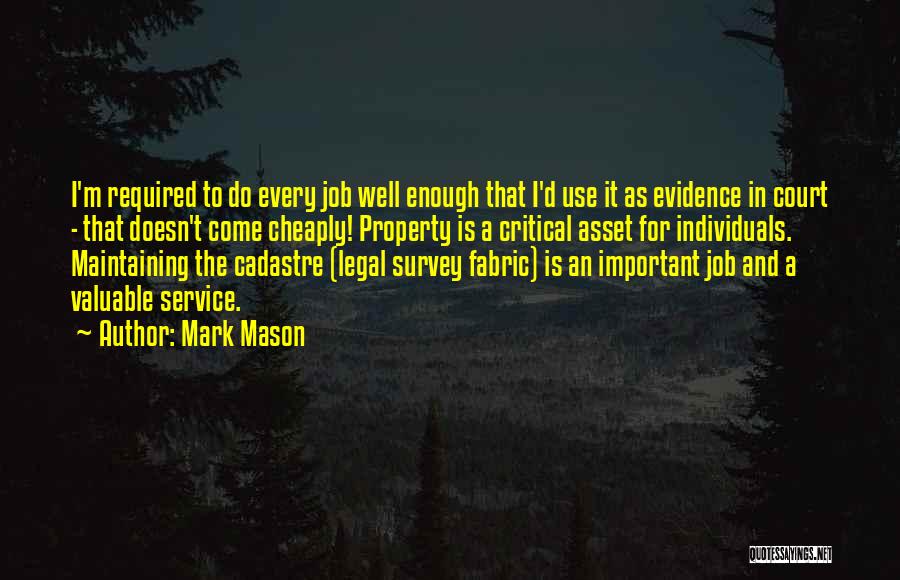 Mark Mason Quotes: I'm Required To Do Every Job Well Enough That I'd Use It As Evidence In Court - That Doesn't Come