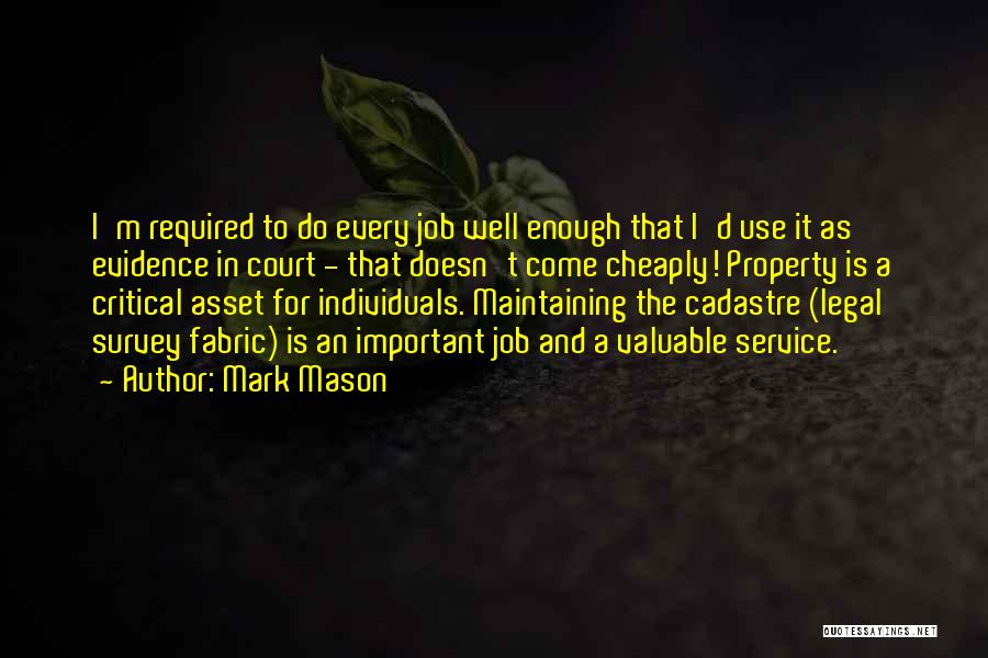Mark Mason Quotes: I'm Required To Do Every Job Well Enough That I'd Use It As Evidence In Court - That Doesn't Come