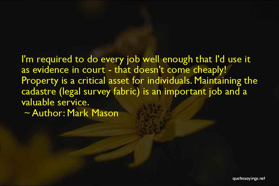 Mark Mason Quotes: I'm Required To Do Every Job Well Enough That I'd Use It As Evidence In Court - That Doesn't Come
