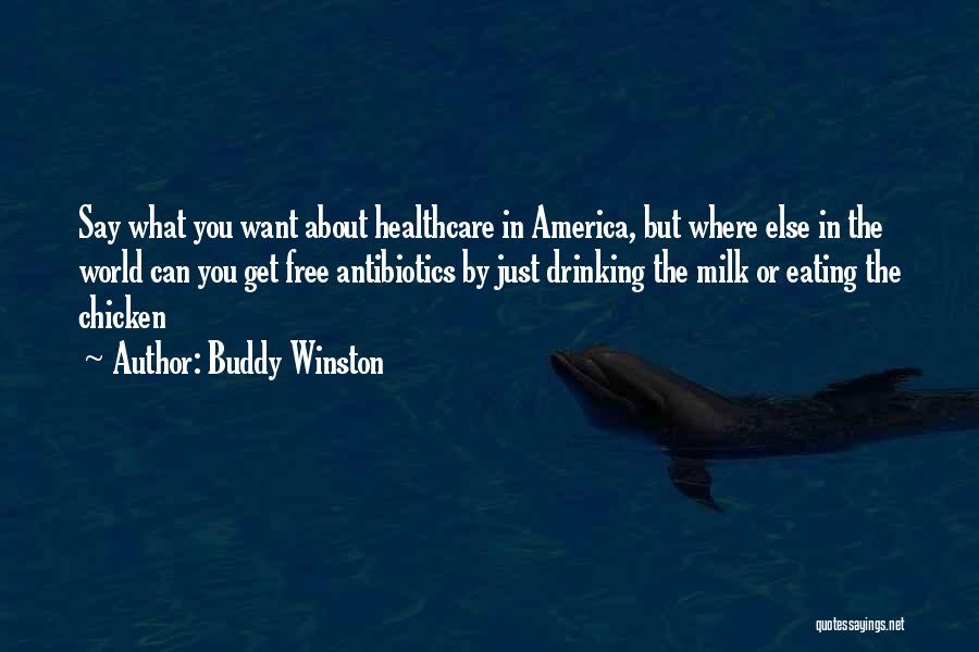 Buddy Winston Quotes: Say What You Want About Healthcare In America, But Where Else In The World Can You Get Free Antibiotics By