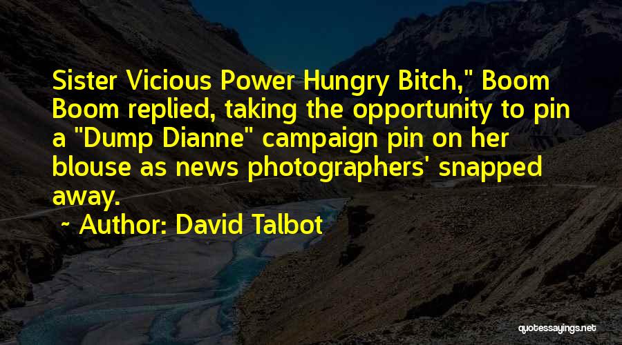 David Talbot Quotes: Sister Vicious Power Hungry Bitch, Boom Boom Replied, Taking The Opportunity To Pin A Dump Dianne Campaign Pin On Her