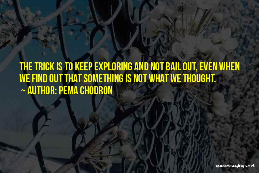 Pema Chodron Quotes: The Trick Is To Keep Exploring And Not Bail Out, Even When We Find Out That Something Is Not What