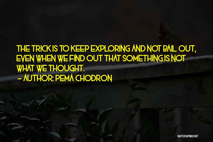 Pema Chodron Quotes: The Trick Is To Keep Exploring And Not Bail Out, Even When We Find Out That Something Is Not What