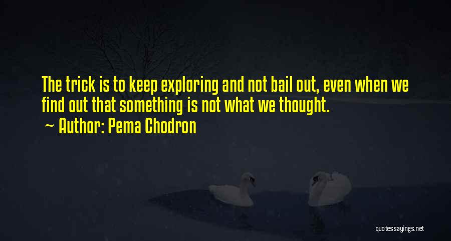 Pema Chodron Quotes: The Trick Is To Keep Exploring And Not Bail Out, Even When We Find Out That Something Is Not What