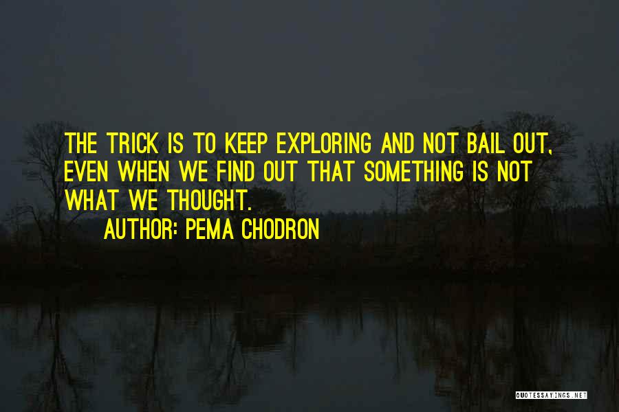 Pema Chodron Quotes: The Trick Is To Keep Exploring And Not Bail Out, Even When We Find Out That Something Is Not What