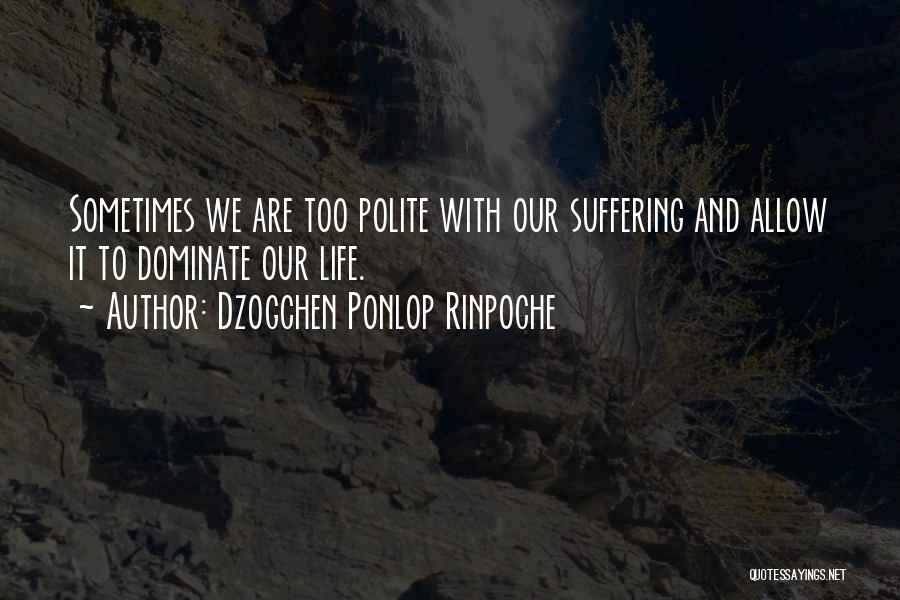 Dzogchen Ponlop Rinpoche Quotes: Sometimes We Are Too Polite With Our Suffering And Allow It To Dominate Our Life.