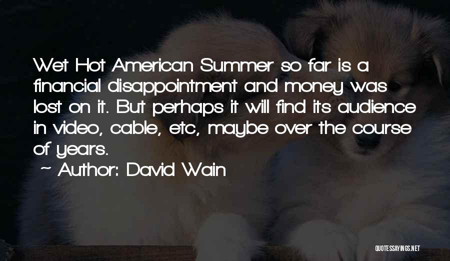David Wain Quotes: Wet Hot American Summer So Far Is A Financial Disappointment And Money Was Lost On It. But Perhaps It Will