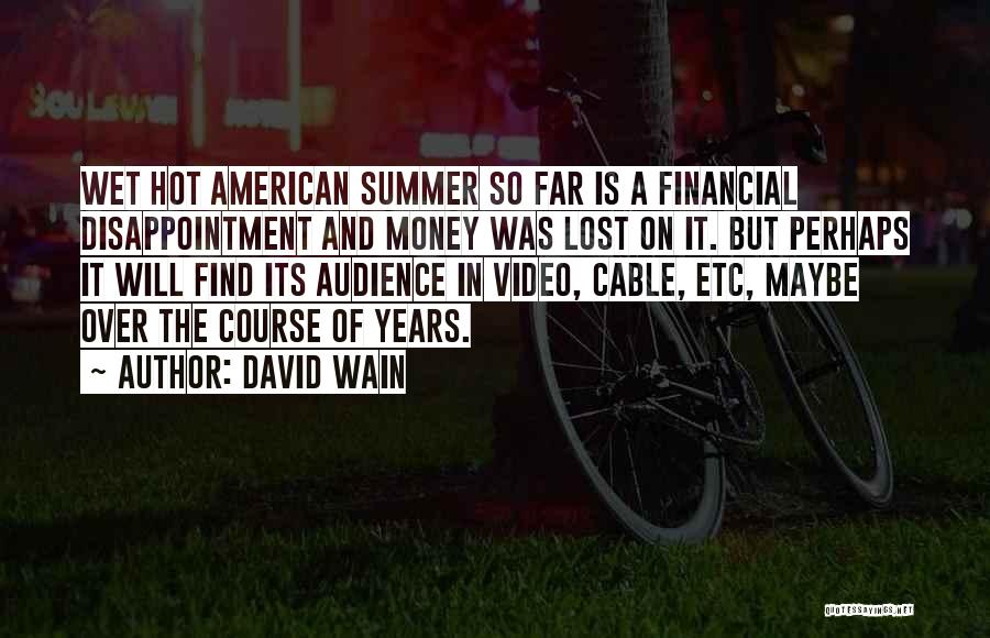 David Wain Quotes: Wet Hot American Summer So Far Is A Financial Disappointment And Money Was Lost On It. But Perhaps It Will