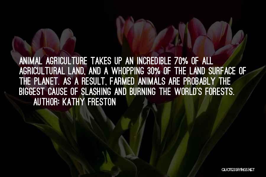 Kathy Freston Quotes: Animal Agriculture Takes Up An Incredible 70% Of All Agricultural Land, And A Whopping 30% Of The Land Surface Of