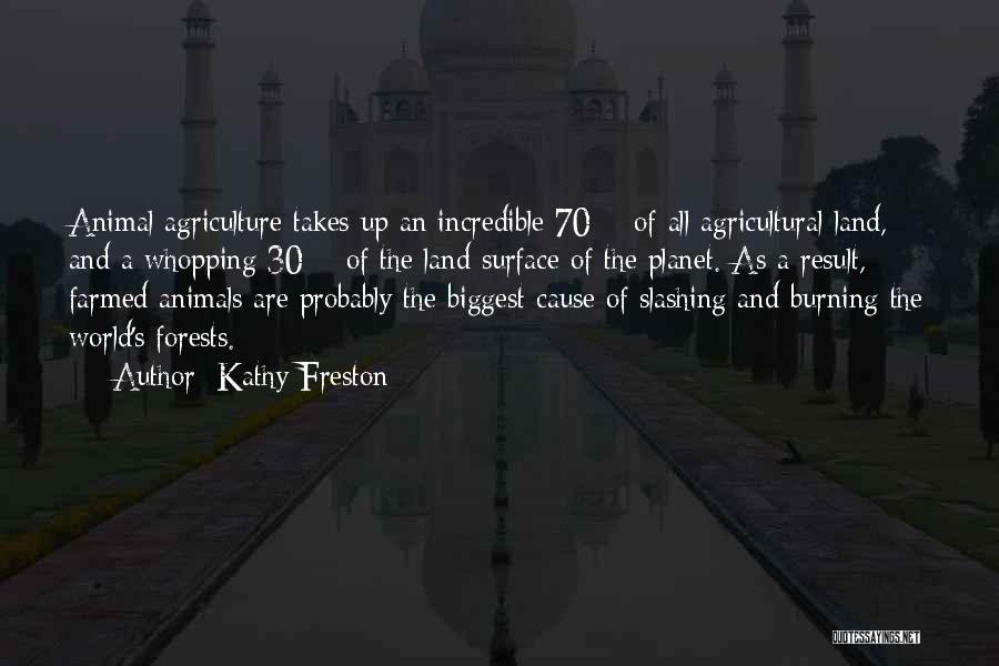 Kathy Freston Quotes: Animal Agriculture Takes Up An Incredible 70% Of All Agricultural Land, And A Whopping 30% Of The Land Surface Of