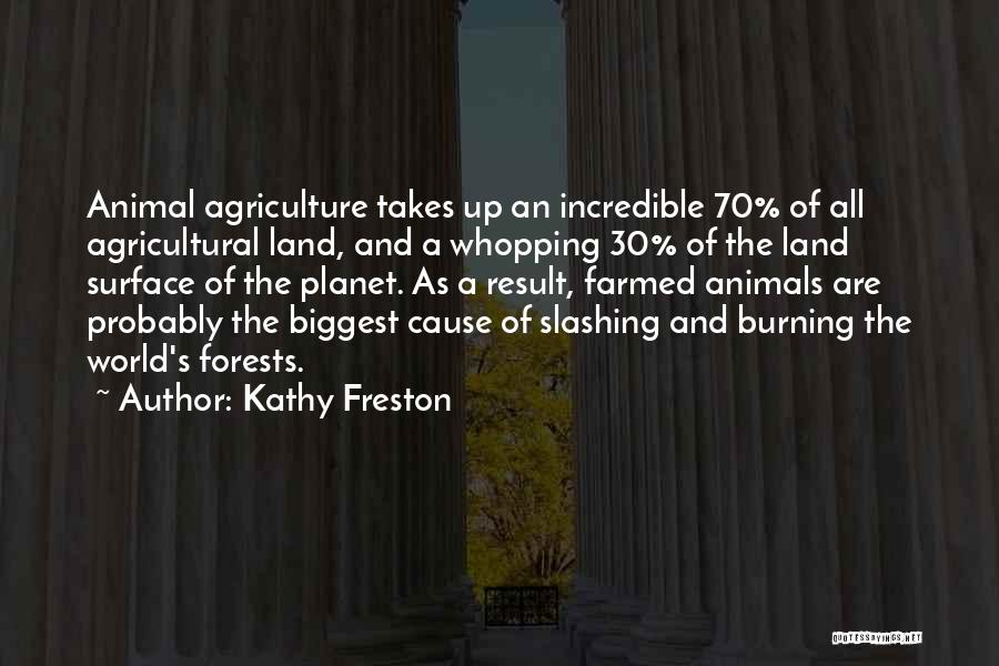 Kathy Freston Quotes: Animal Agriculture Takes Up An Incredible 70% Of All Agricultural Land, And A Whopping 30% Of The Land Surface Of