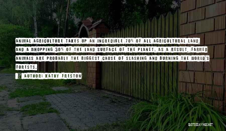 Kathy Freston Quotes: Animal Agriculture Takes Up An Incredible 70% Of All Agricultural Land, And A Whopping 30% Of The Land Surface Of
