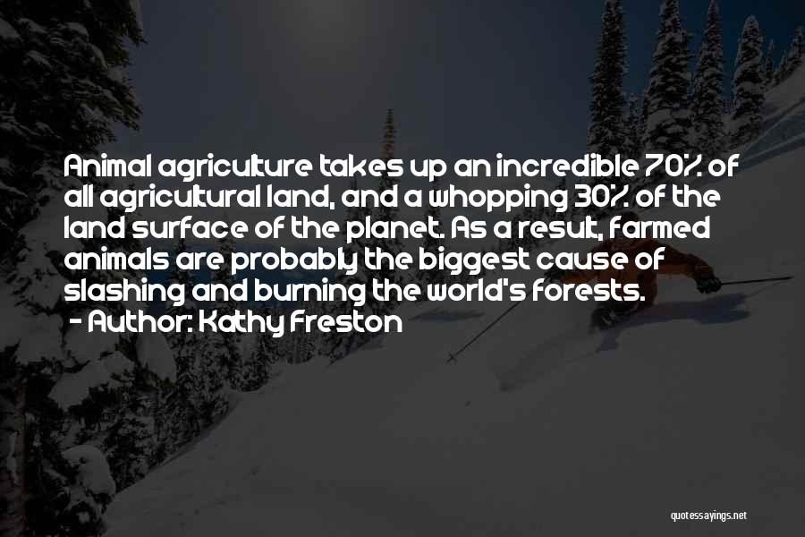 Kathy Freston Quotes: Animal Agriculture Takes Up An Incredible 70% Of All Agricultural Land, And A Whopping 30% Of The Land Surface Of