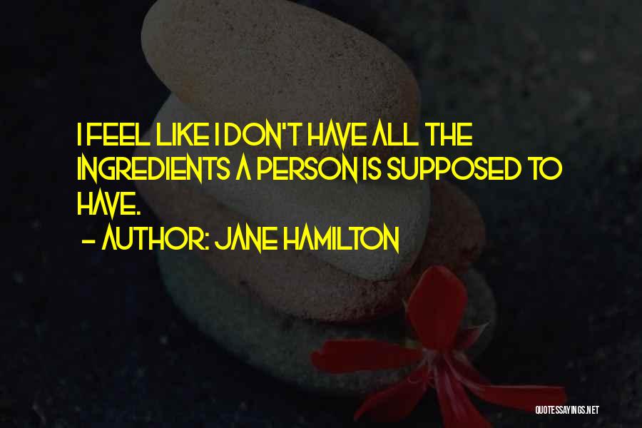 Jane Hamilton Quotes: I Feel Like I Don't Have All The Ingredients A Person Is Supposed To Have.