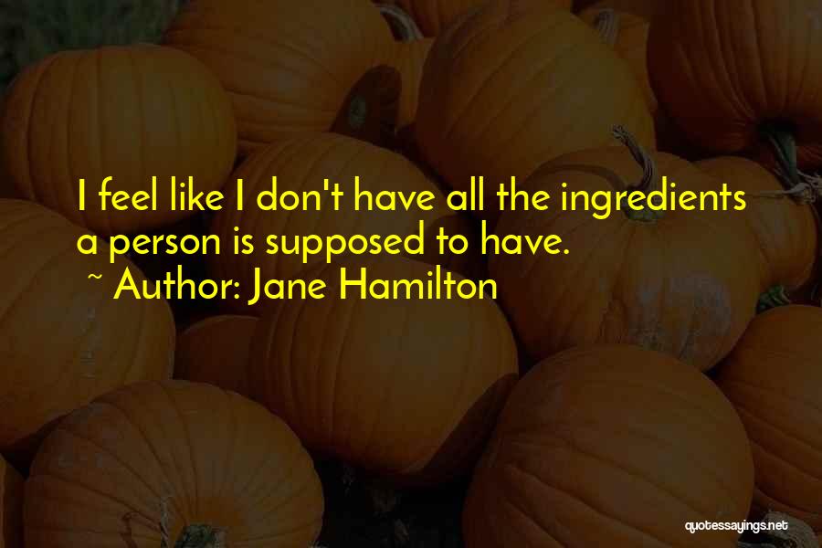 Jane Hamilton Quotes: I Feel Like I Don't Have All The Ingredients A Person Is Supposed To Have.