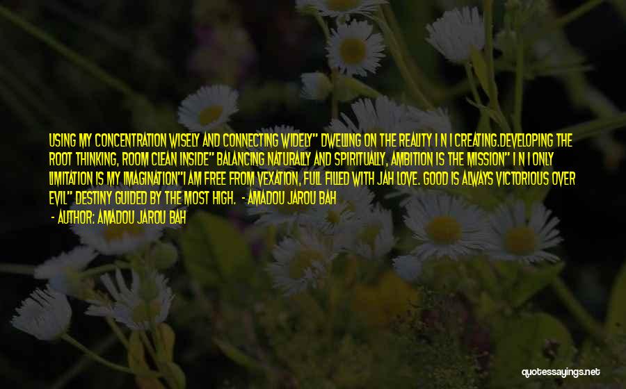 Amadou Jarou Bah Quotes: Using My Concentration Wisely And Connecting Widely Dwelling On The Reality I N I Creating.developing The Root Thinking, Room Clean