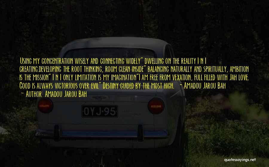 Amadou Jarou Bah Quotes: Using My Concentration Wisely And Connecting Widely Dwelling On The Reality I N I Creating.developing The Root Thinking, Room Clean