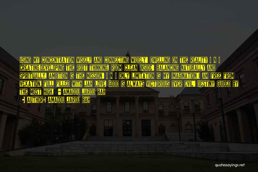 Amadou Jarou Bah Quotes: Using My Concentration Wisely And Connecting Widely Dwelling On The Reality I N I Creating.developing The Root Thinking, Room Clean