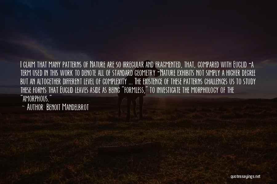 Benoit Mandelbrot Quotes: I Claim That Many Patterns Of Nature Are So Irregular And Fragmented, That, Compared With Euclid-a Term Used In This