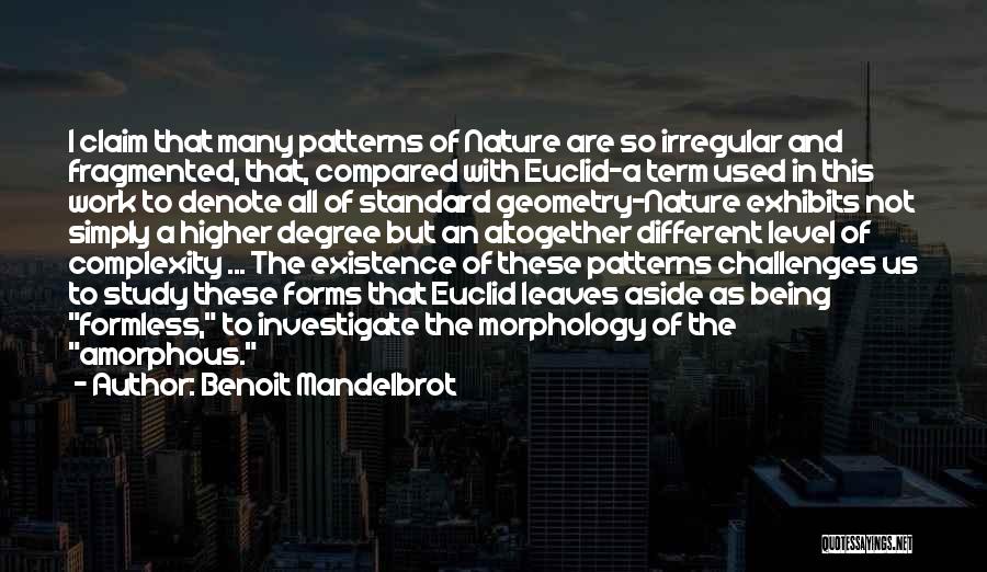 Benoit Mandelbrot Quotes: I Claim That Many Patterns Of Nature Are So Irregular And Fragmented, That, Compared With Euclid-a Term Used In This