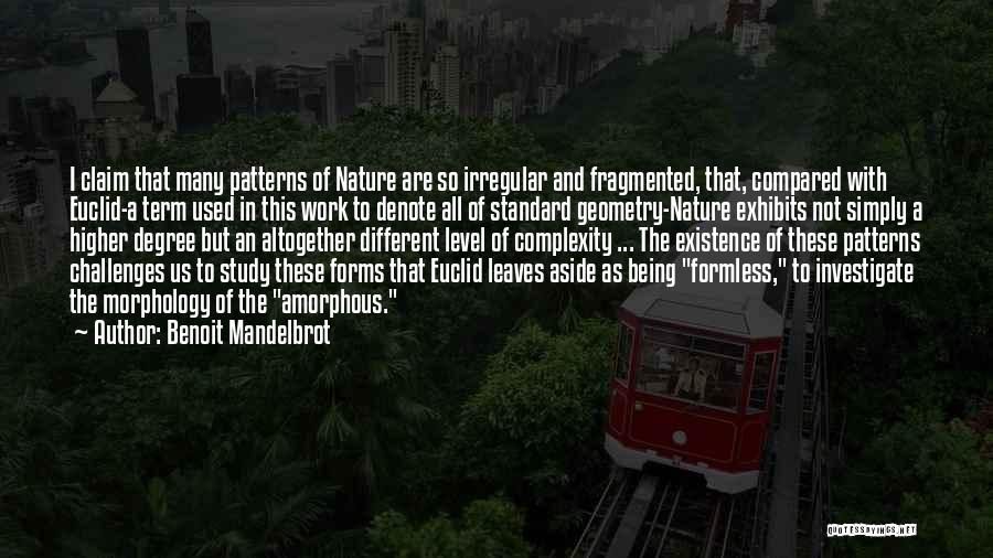 Benoit Mandelbrot Quotes: I Claim That Many Patterns Of Nature Are So Irregular And Fragmented, That, Compared With Euclid-a Term Used In This