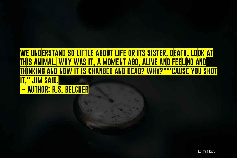 R.S. Belcher Quotes: We Understand So Little About Life Or Its Sister, Death. Look At This Animal. Why Was It, A Moment Ago,