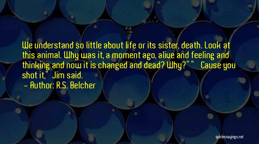 R.S. Belcher Quotes: We Understand So Little About Life Or Its Sister, Death. Look At This Animal. Why Was It, A Moment Ago,