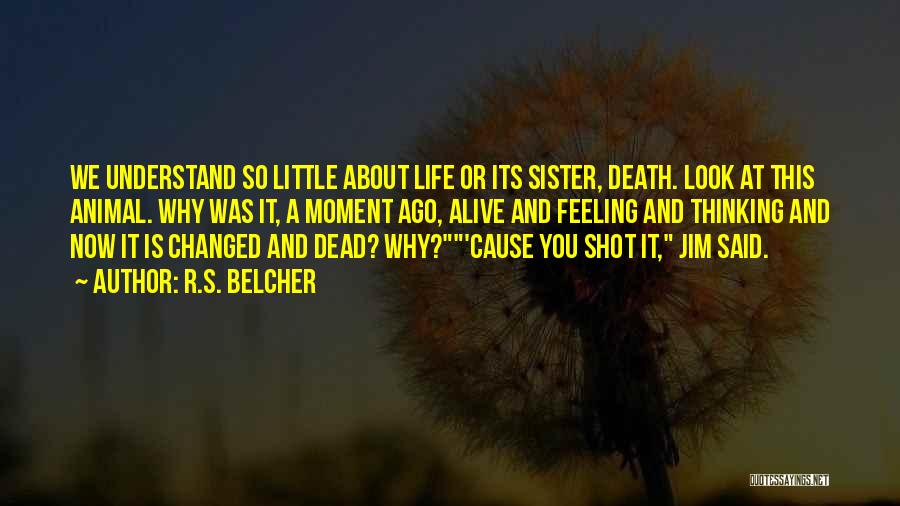 R.S. Belcher Quotes: We Understand So Little About Life Or Its Sister, Death. Look At This Animal. Why Was It, A Moment Ago,