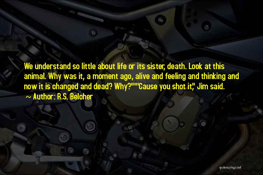 R.S. Belcher Quotes: We Understand So Little About Life Or Its Sister, Death. Look At This Animal. Why Was It, A Moment Ago,