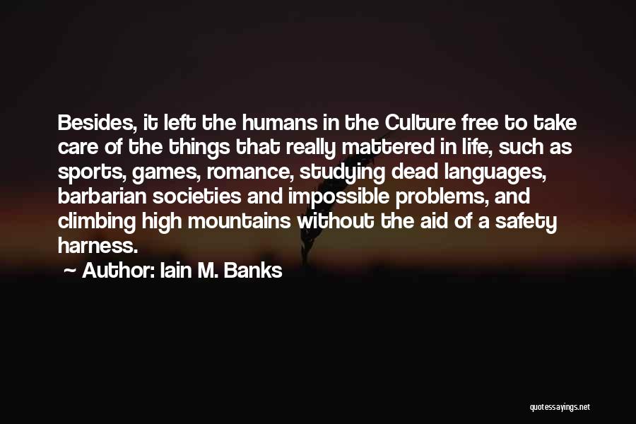 Iain M. Banks Quotes: Besides, It Left The Humans In The Culture Free To Take Care Of The Things That Really Mattered In Life,