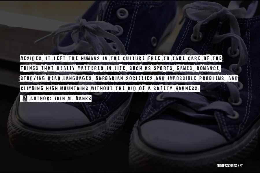 Iain M. Banks Quotes: Besides, It Left The Humans In The Culture Free To Take Care Of The Things That Really Mattered In Life,