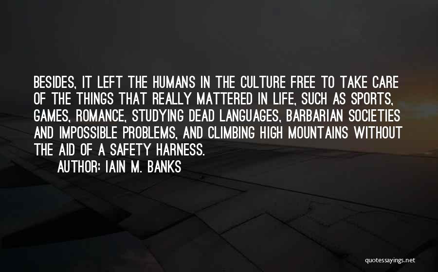 Iain M. Banks Quotes: Besides, It Left The Humans In The Culture Free To Take Care Of The Things That Really Mattered In Life,
