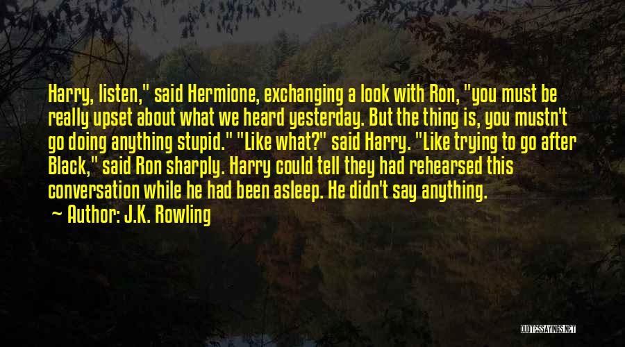 J.K. Rowling Quotes: Harry, Listen, Said Hermione, Exchanging A Look With Ron, You Must Be Really Upset About What We Heard Yesterday. But