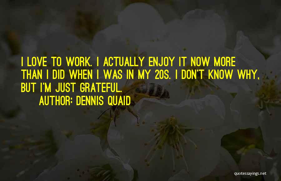 Dennis Quaid Quotes: I Love To Work. I Actually Enjoy It Now More Than I Did When I Was In My 20s. I