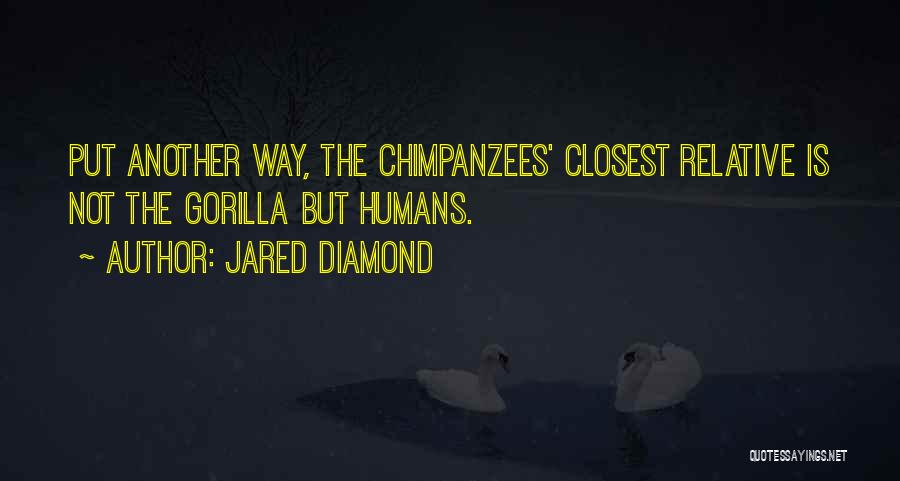 Jared Diamond Quotes: Put Another Way, The Chimpanzees' Closest Relative Is Not The Gorilla But Humans.