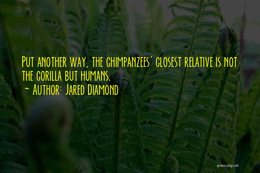 Jared Diamond Quotes: Put Another Way, The Chimpanzees' Closest Relative Is Not The Gorilla But Humans.