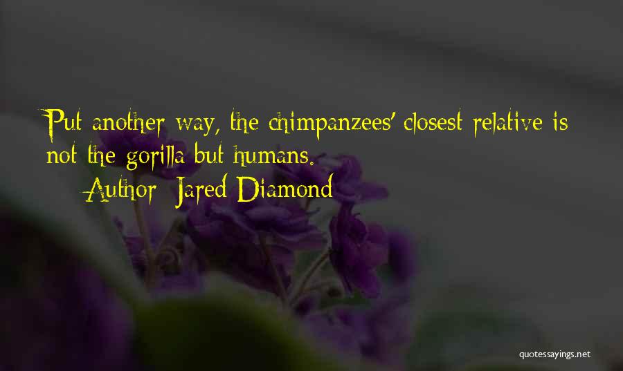 Jared Diamond Quotes: Put Another Way, The Chimpanzees' Closest Relative Is Not The Gorilla But Humans.