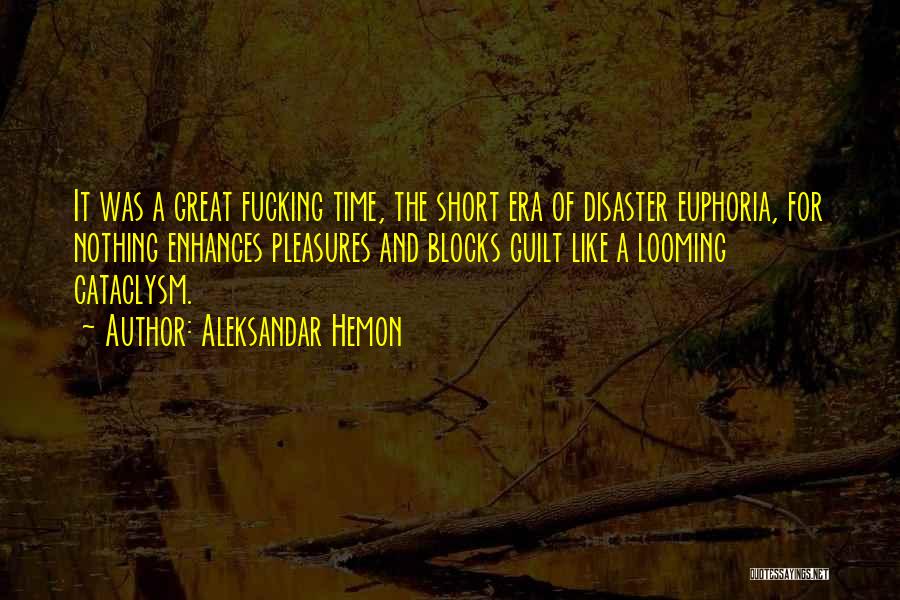 Aleksandar Hemon Quotes: It Was A Great Fucking Time, The Short Era Of Disaster Euphoria, For Nothing Enhances Pleasures And Blocks Guilt Like