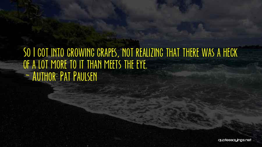 Pat Paulsen Quotes: So I Got Into Growing Grapes, Not Realizing That There Was A Heck Of A Lot More To It Than