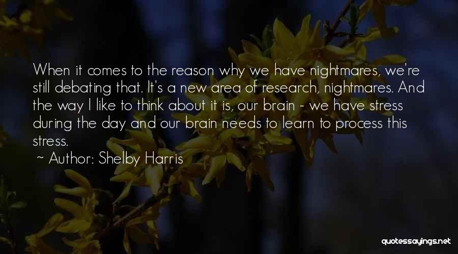Shelby Harris Quotes: When It Comes To The Reason Why We Have Nightmares, We're Still Debating That. It's A New Area Of Research,