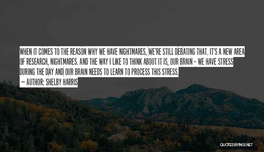 Shelby Harris Quotes: When It Comes To The Reason Why We Have Nightmares, We're Still Debating That. It's A New Area Of Research,