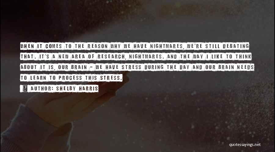 Shelby Harris Quotes: When It Comes To The Reason Why We Have Nightmares, We're Still Debating That. It's A New Area Of Research,