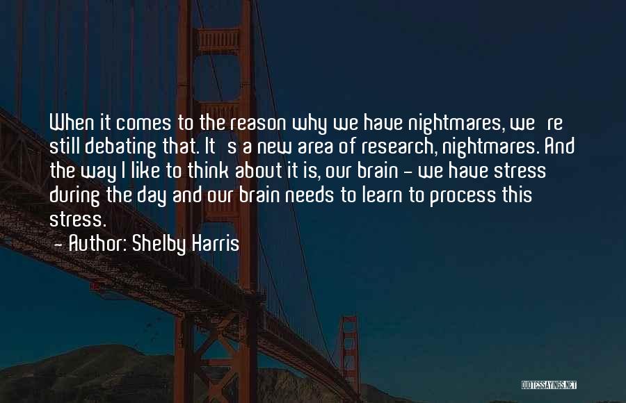 Shelby Harris Quotes: When It Comes To The Reason Why We Have Nightmares, We're Still Debating That. It's A New Area Of Research,