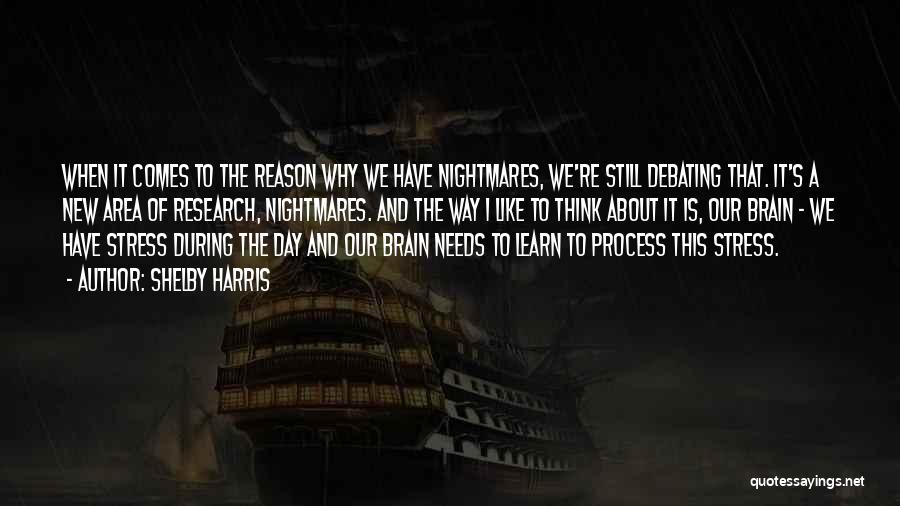 Shelby Harris Quotes: When It Comes To The Reason Why We Have Nightmares, We're Still Debating That. It's A New Area Of Research,