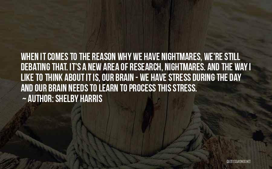 Shelby Harris Quotes: When It Comes To The Reason Why We Have Nightmares, We're Still Debating That. It's A New Area Of Research,