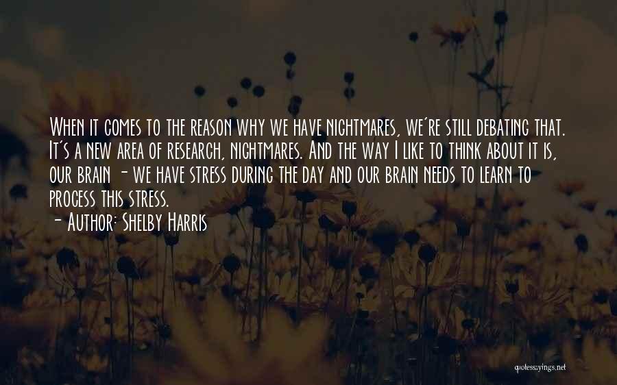 Shelby Harris Quotes: When It Comes To The Reason Why We Have Nightmares, We're Still Debating That. It's A New Area Of Research,