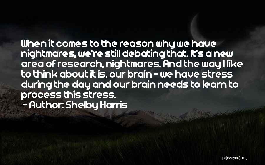 Shelby Harris Quotes: When It Comes To The Reason Why We Have Nightmares, We're Still Debating That. It's A New Area Of Research,